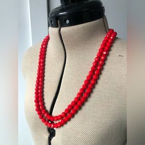 Vintage Red Beaded Necklace